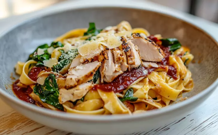 Těstoviny s krůtím masem a rajčatovou omáčkou