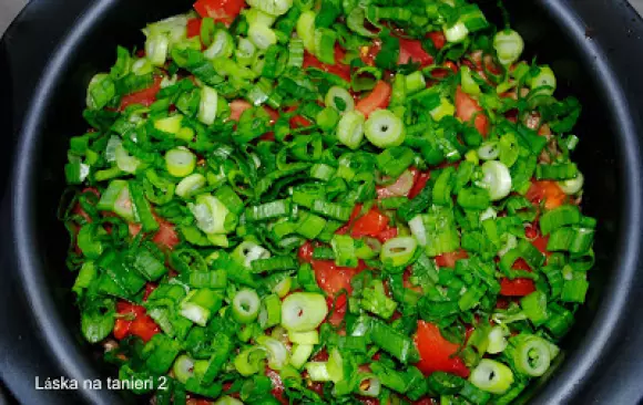 Zatiaľ som krájala paradajky a cibuľku.