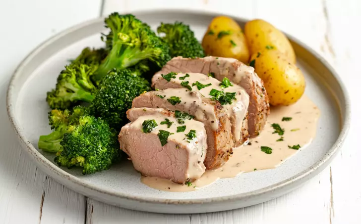 Vepřová panenka s brokolicí a brambory