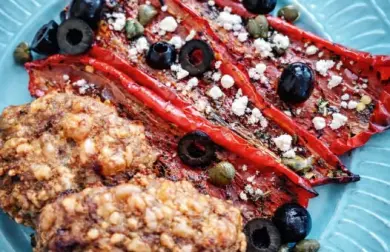 Sýrové karbanátky a pečené papriky