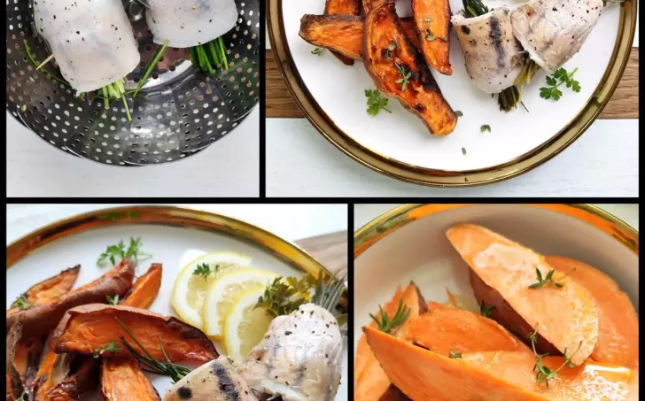 Závitky z candáta a pečené batáty  - LC