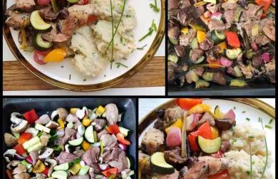 Vepřová kýta na zelenině s květákovou kaší