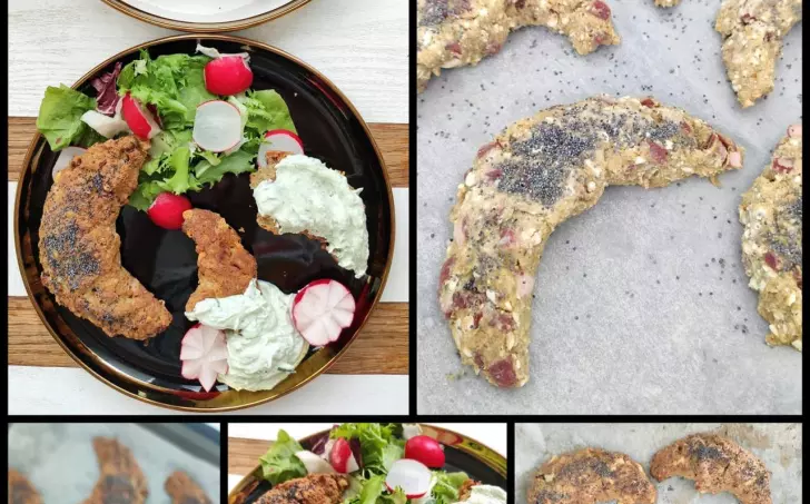 Nivovo-pršutové rohlíčky s bylinkovým tvarohem