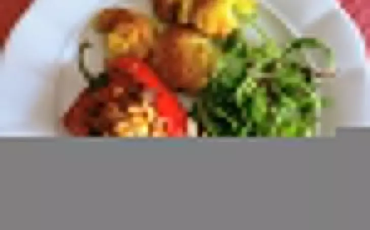 Pečená plněná paprika s pečeným květákem